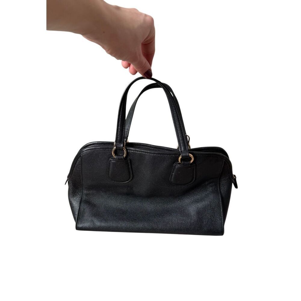 Coach Satchel Purse Bag Pebbled Leather Black - Picture 2 of 12